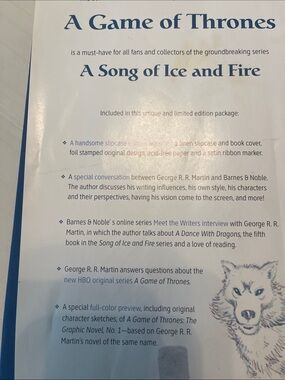 A Game of Thrones Hardcover Spine - George R.R. Martin Blue with Silver Text